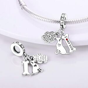 Love My Dog With Bone & Paw Charm